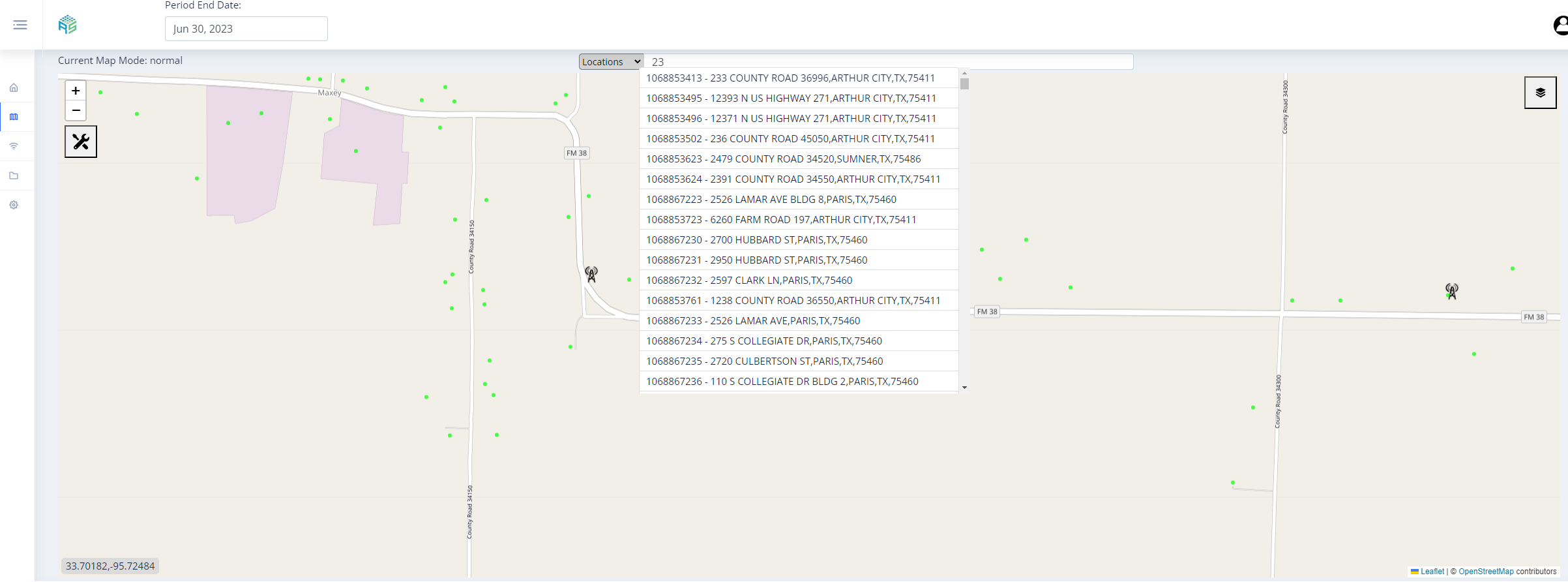 Search serviceable locations by address